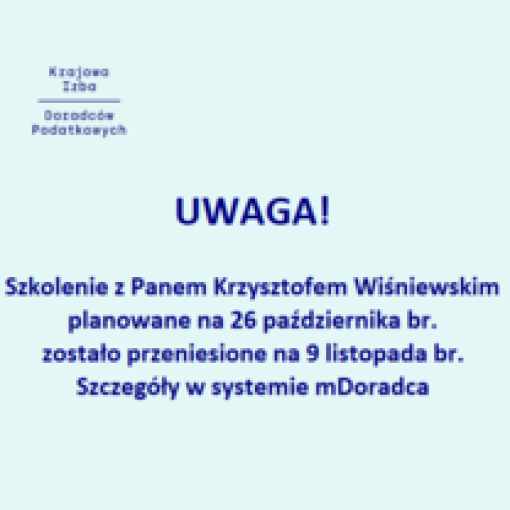 ZMIANA TERMINU SZKOLENIA 26.10.2022 R.